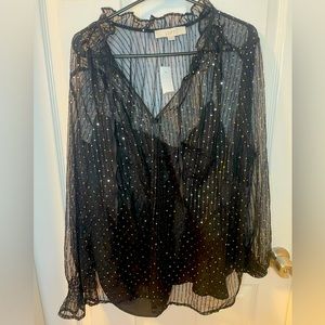 NWT Loft XXL Metallic Top with Black Base Tank